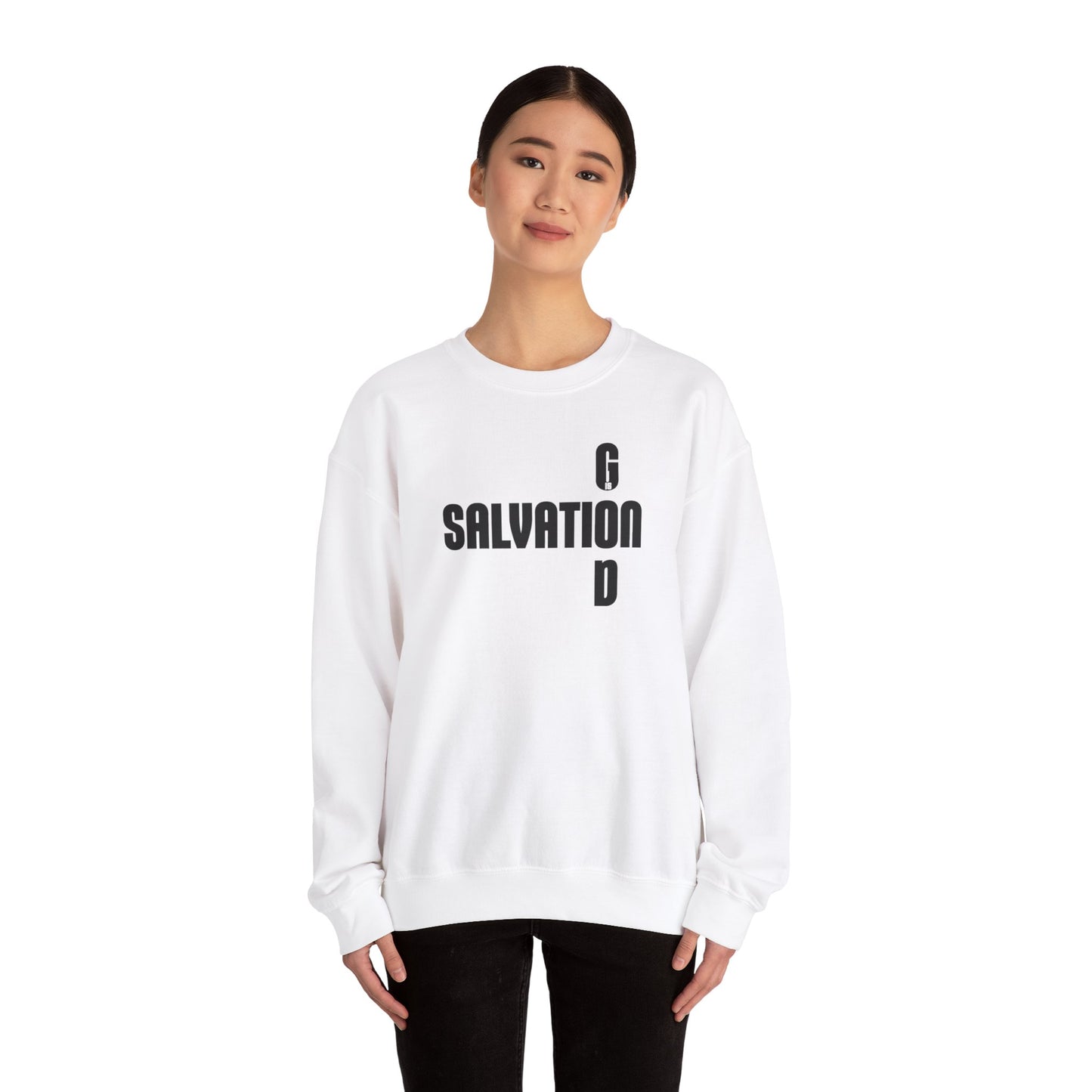 God is Salvation White Crewneck Sweatshirt