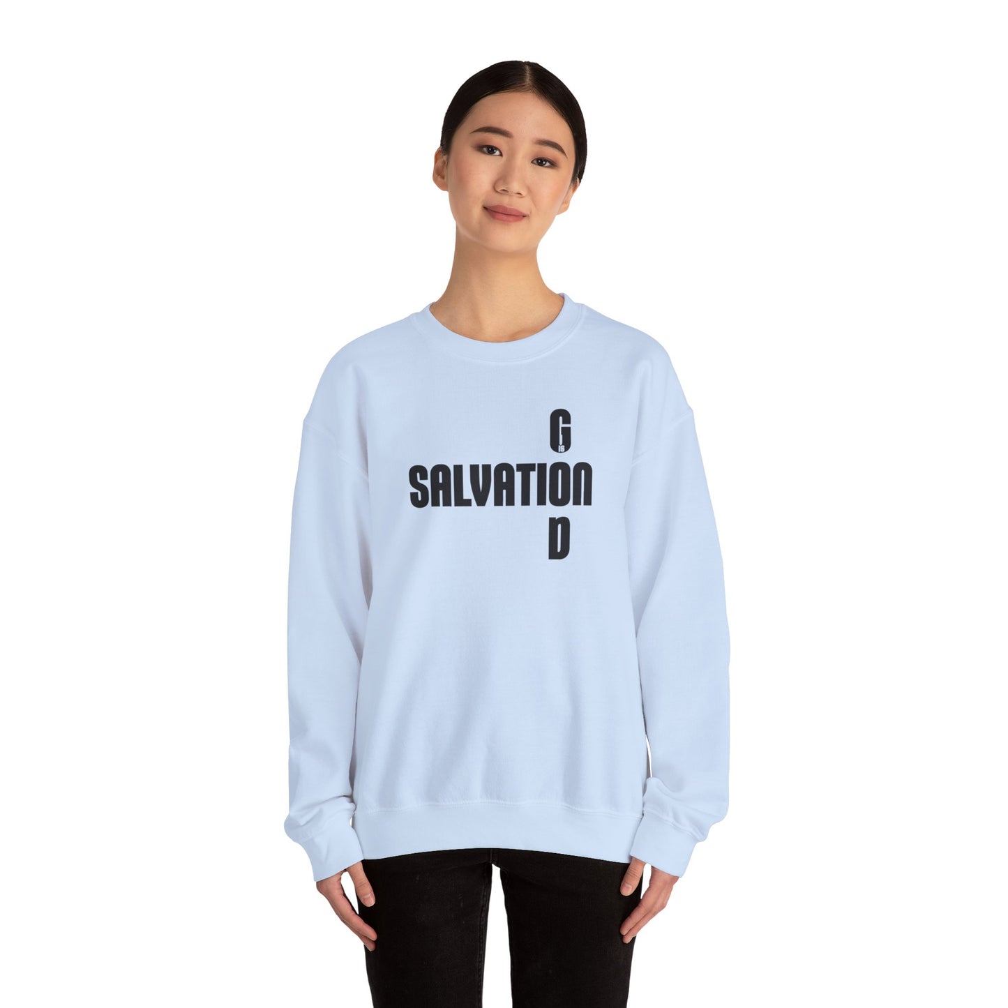 God is Salvation Light Blue Crewneck Sweatshirt