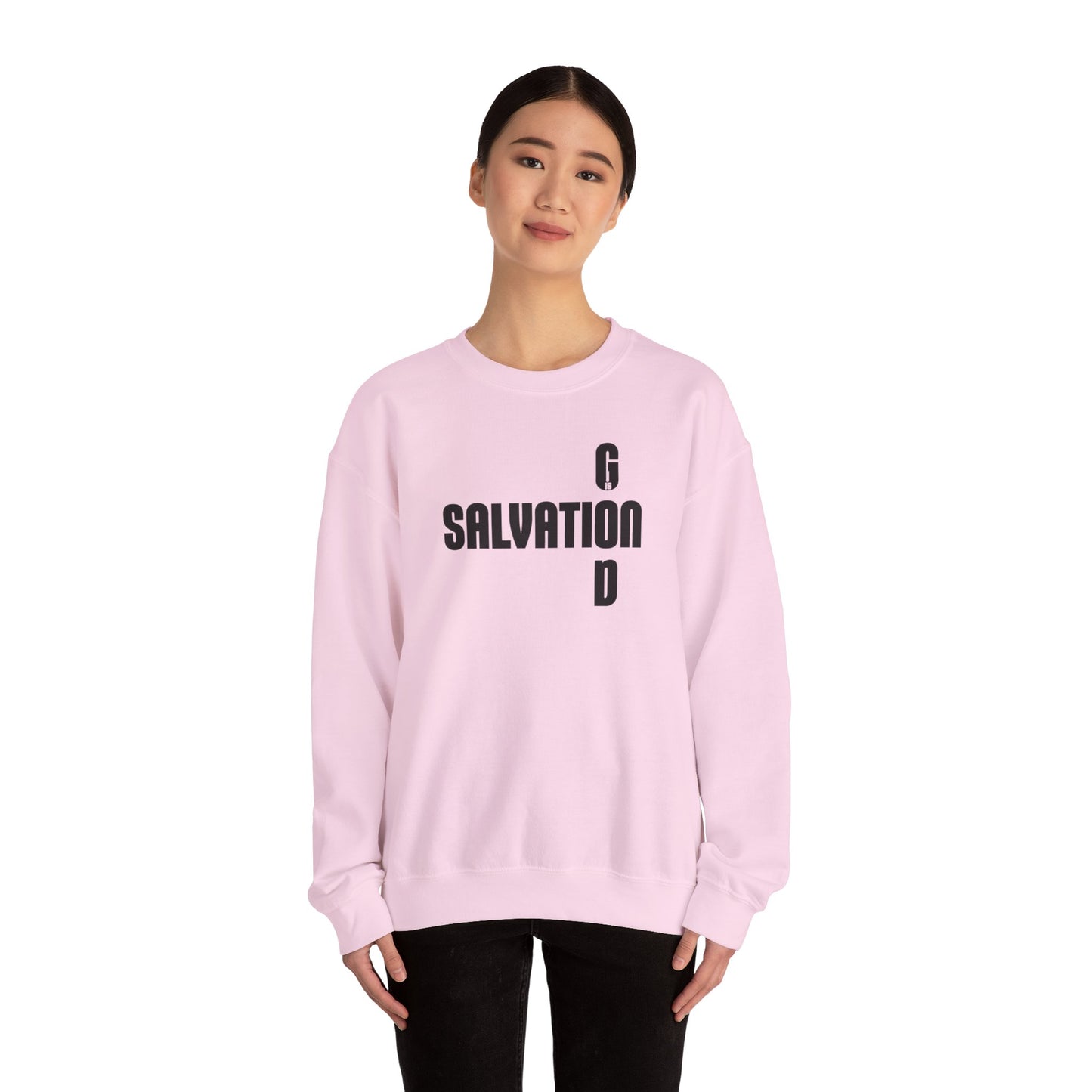 God is Salvation Light Pink Crewneck Sweatshirt