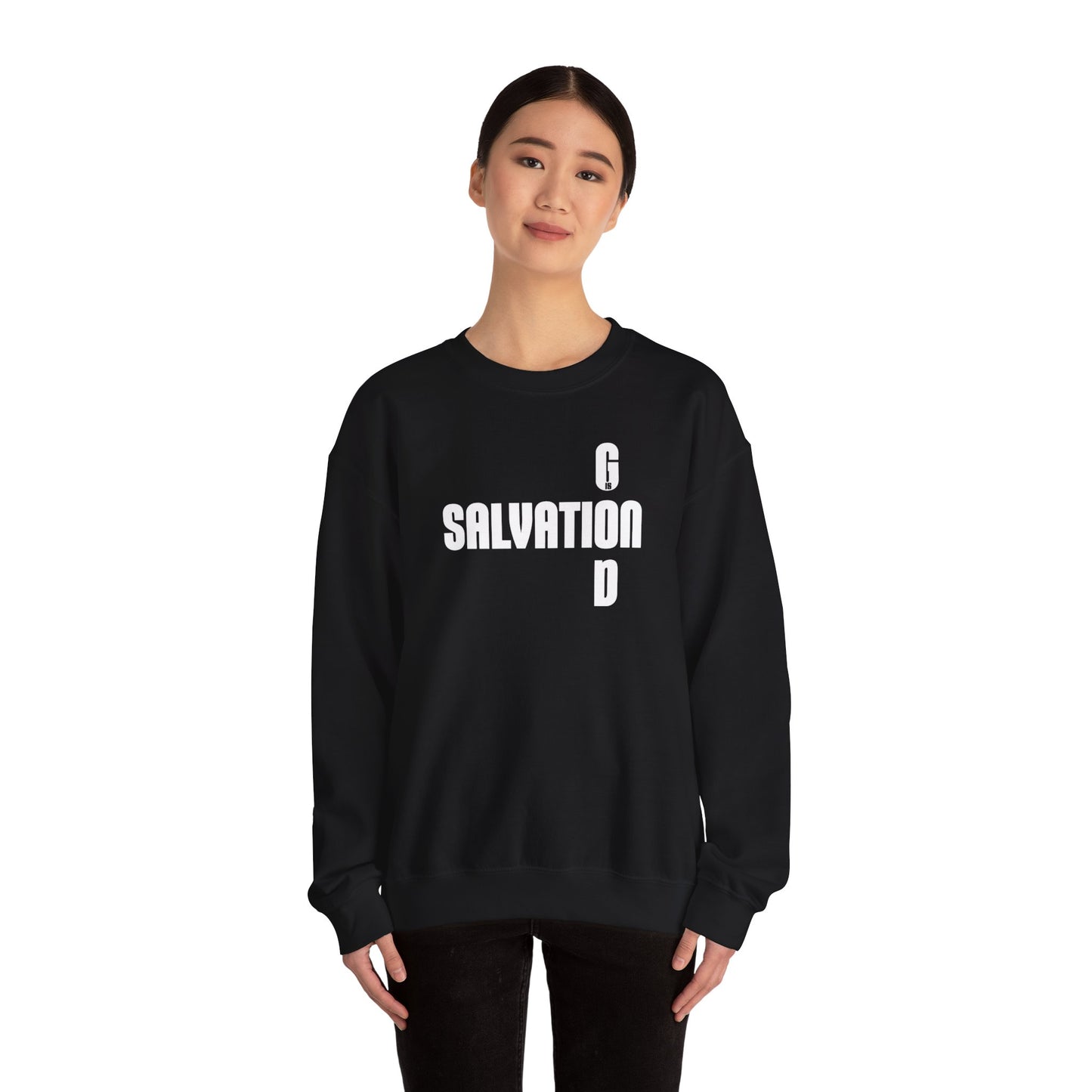 God is Salvation Black Crewneck Sweatshirt