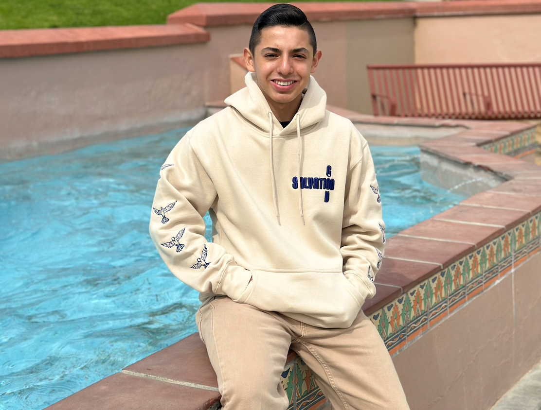 G.I.S. Embroidered Hoodie (Sand/Navy Blue)