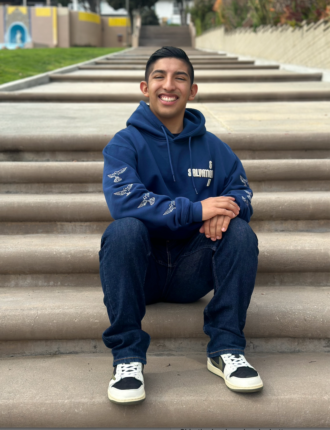 G.I.S. Embroidered Hoodie (Navy Blue/Silver)