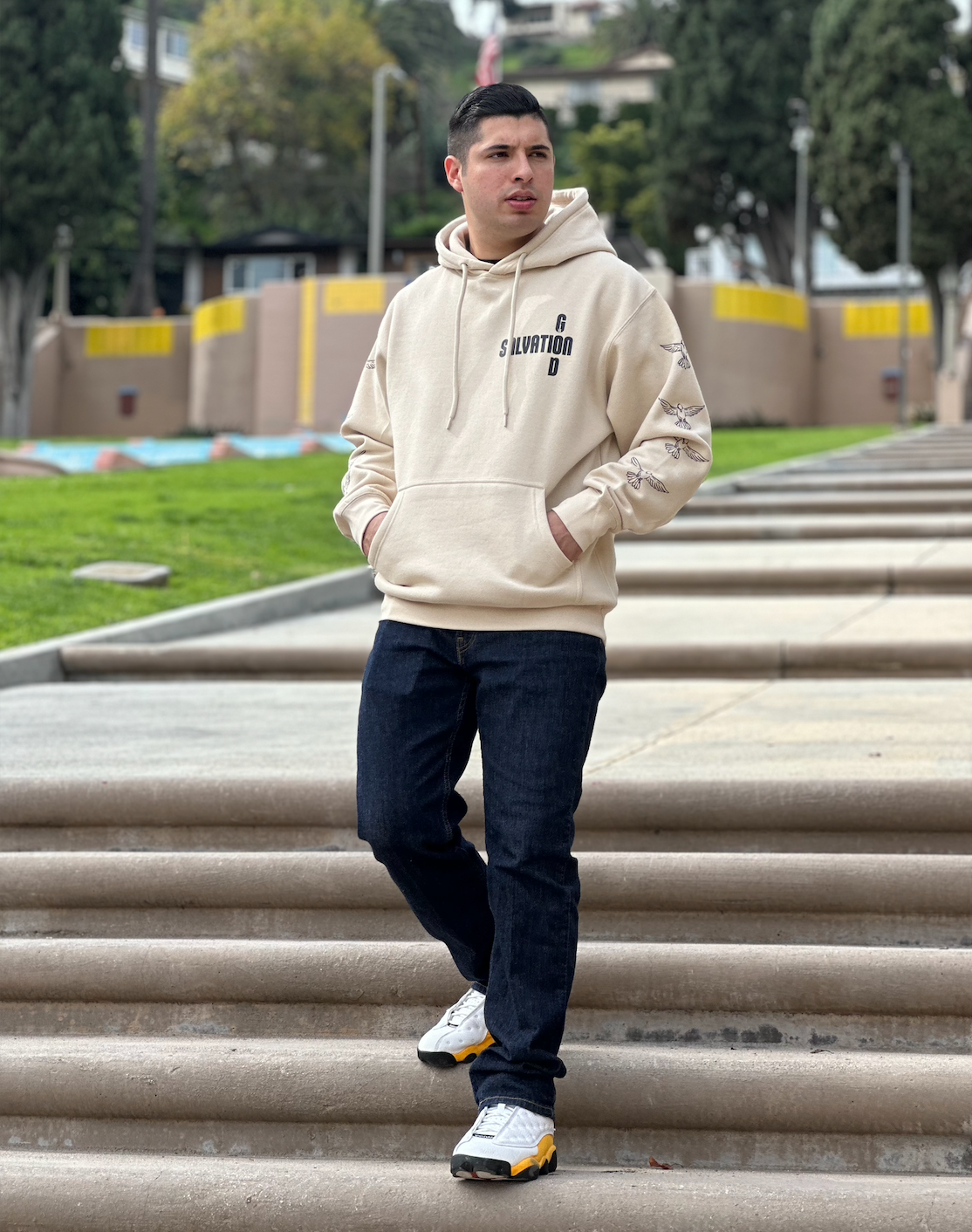 G.I.S. Hoodie (Sleeve Print) Sand