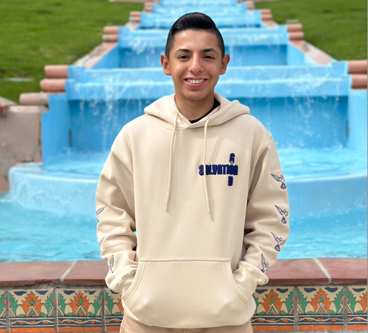 G.I.S. 3D Embroidered Hoodie (Sand/Navy Blue)