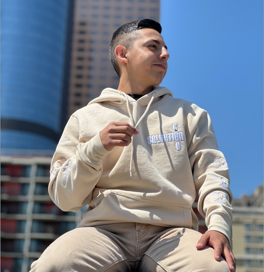 G.I.S. 3D Embroidered Hoodie (Sand/White)